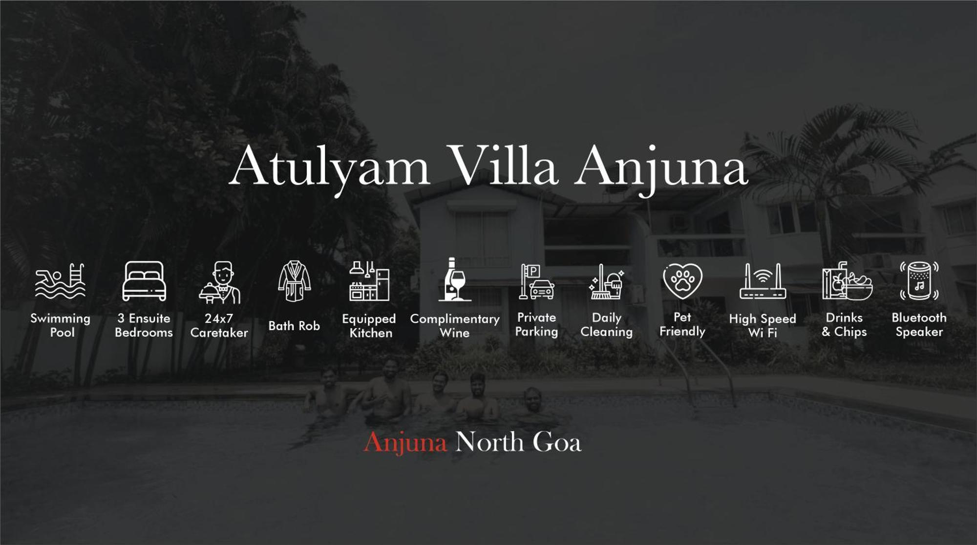 Atulyam Villa- Andžuna Exteriér fotografie